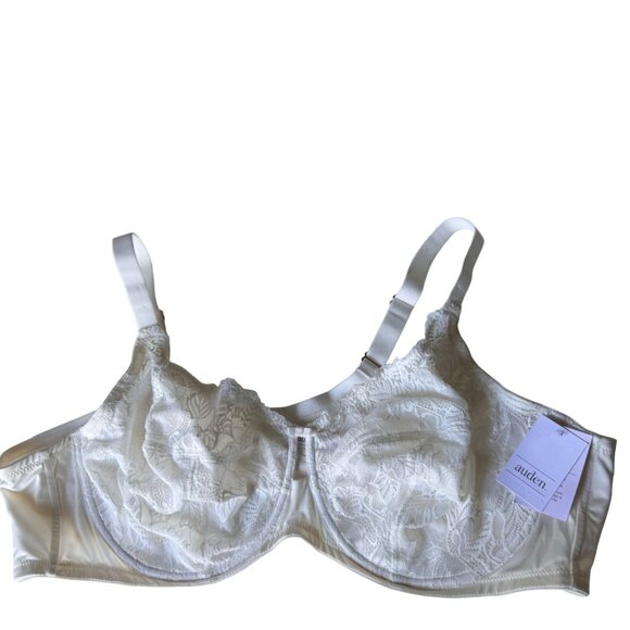 Unlined Full Coverage Underwire Bra 46DD Adjustable Straps Lace White Auden - Picture 9 of 16